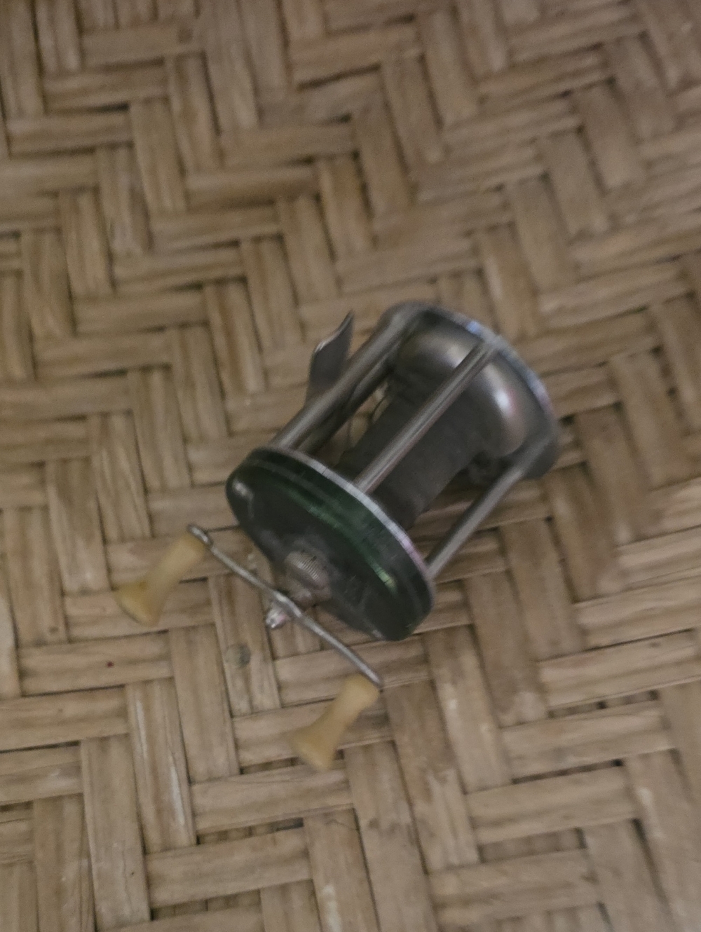 ACME Metal Decorative Reel in Green and Silver with Cream Handles